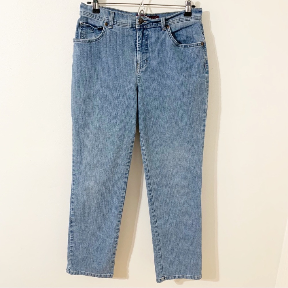 Vintage Gloria Vanberbilt High Waisted Light Wash Jeans 5 Pocket Size 8 Short